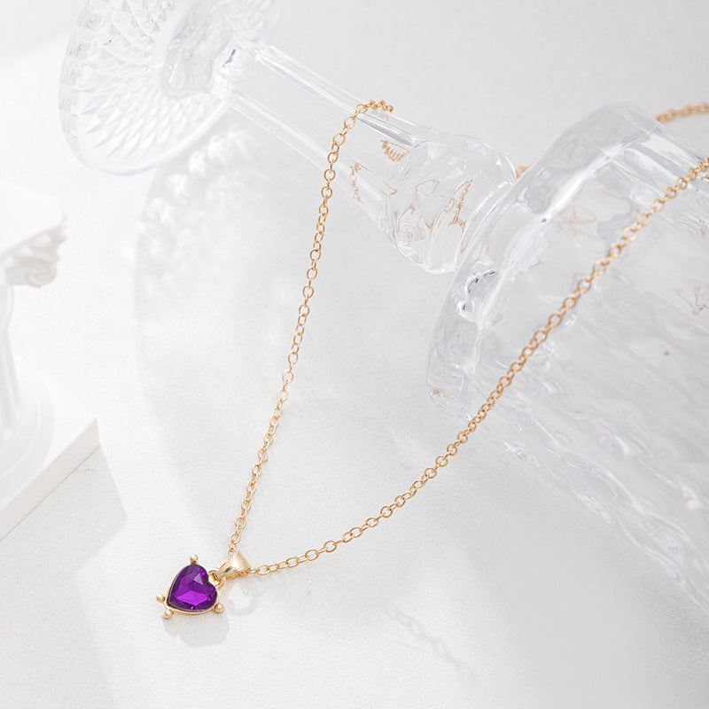 Wholesale alloy heart pendants - european & american cross-border jewelry, exquisite, niche, light luxury, high-end, versatile, diamond-studded necklaces for women