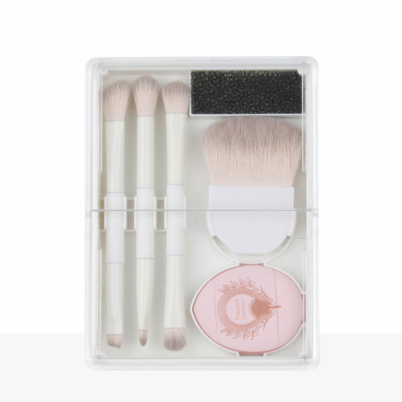 Portable makeup brush set - multifunctional mini travel kit with foldable storage, includes concealer, eyeshadow, and other brushes