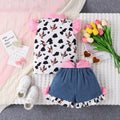 Children's clothing  cross-border fashion pink plaid printed pattern tops denim