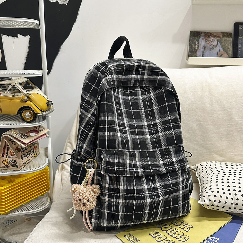 Schoolbag junior high school girls japanese style ins retro plaid college students simple and versatile k-style high school students backpack women