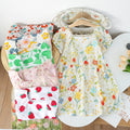 Girls' summer floral dress - trendy bubble sleeve sundress for kids - stylish cartoon print dress