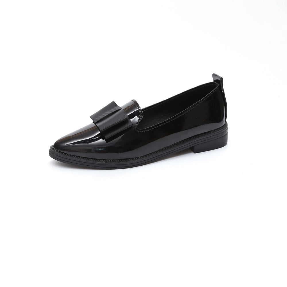 Springk-stylebows pointed toe casuallow ankleflats women's flatsflatscasual slip-on work clothing women's leather shoes