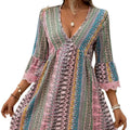 Lace-trimmed cross-border independent station summer european and american style new v-neck printed casual maxi dress