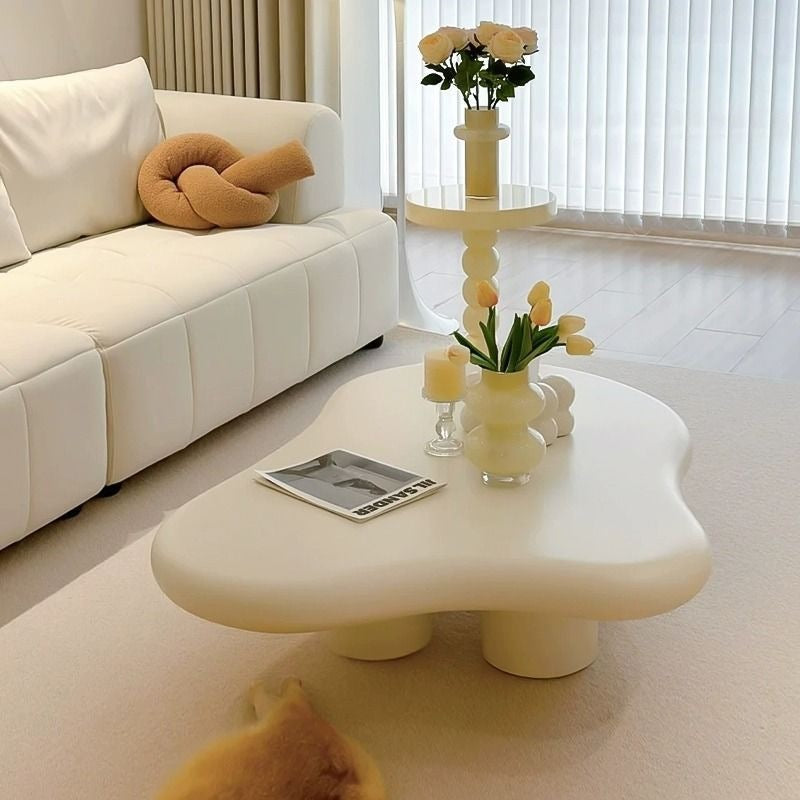 Living room for home cloud coffee table bedroom casual cream style round table study light luxury coffee table artificial board casual modern