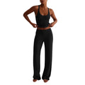 European and american cross-border style activewear yoga tank top and wide-leg pants set - women's  fall/winter casual fashion