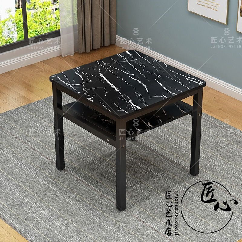 Simple double-layer dining table and chair combination square table for homeeconomic small apartment dining table and chair fashion storage small table