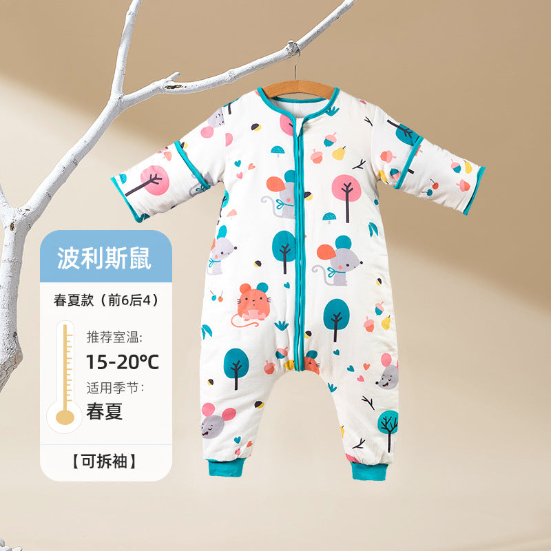 Baby sleeping bag - spring, autumn, and winter - baby legged sleep sack - anti-kick blanket - kids' thickened pure cotton gauze - all-season use
