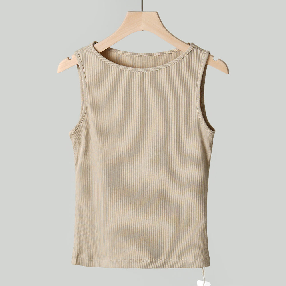 cross-border  spring/summer pure cotton tank top - off-the-shoulder halter neck slimming sleeveless undershirt camisole top for women