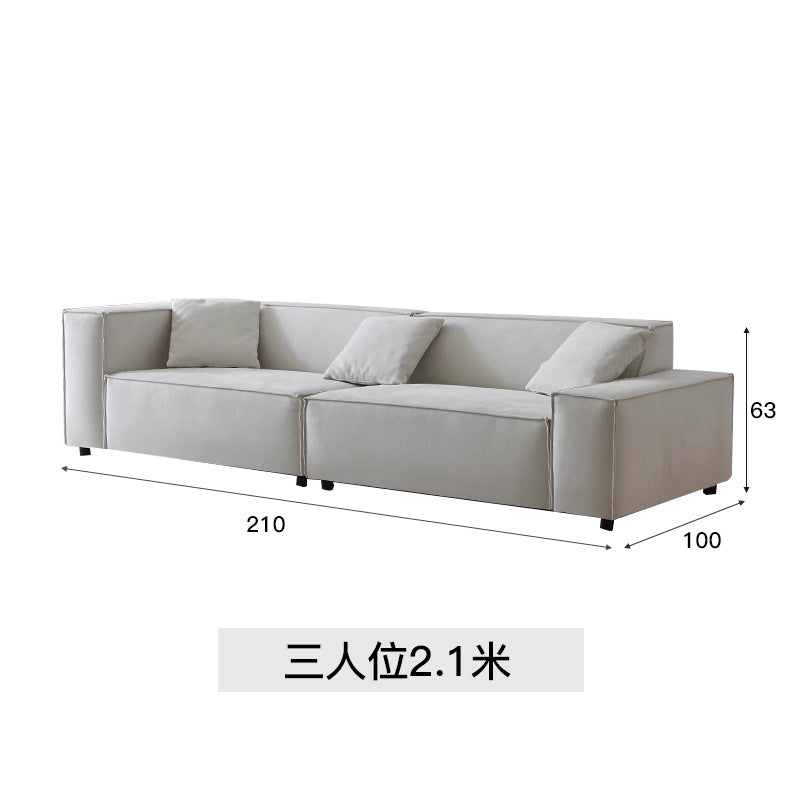Wabi-sabi style linen three-person fabric sofa small apartment living room b&b tofu block classy cotton and linen cream style removable and washable