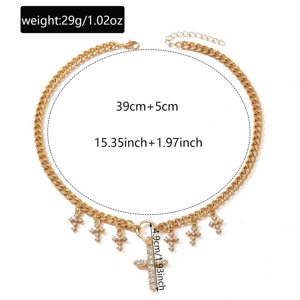 Cross pendant wholesale european and american cross-border cuban chain women's versatile high-end diamond multi-layered sweater necklace