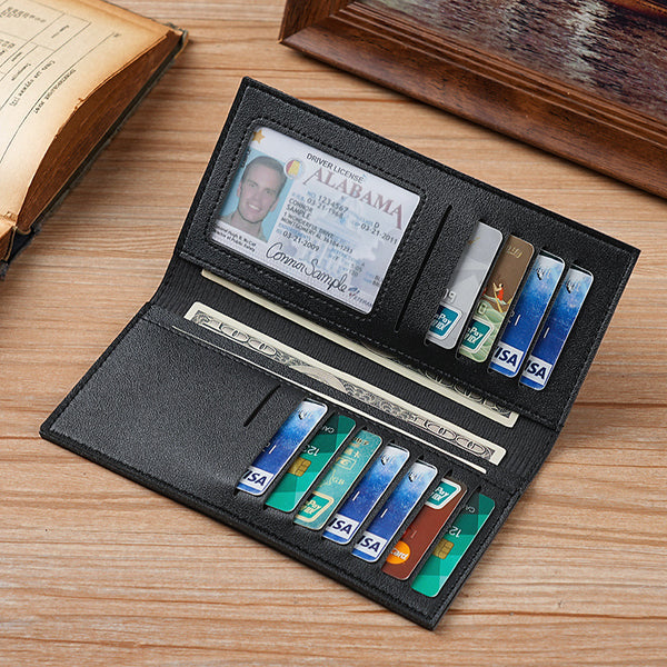 Popular fashion simple solid color wallet men's light and thin new long card bag multi-card position wallet card holder certificate