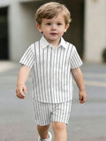 hot-selling children's short-sleeved shirt set, casual shirt set, summer simple stripes, dropshipping available