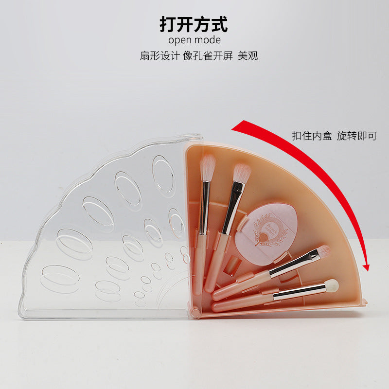 Portable makeup brush set - multifunctional mini travel kit with foldable storage, includes concealer, eyeshadow, and other brushes