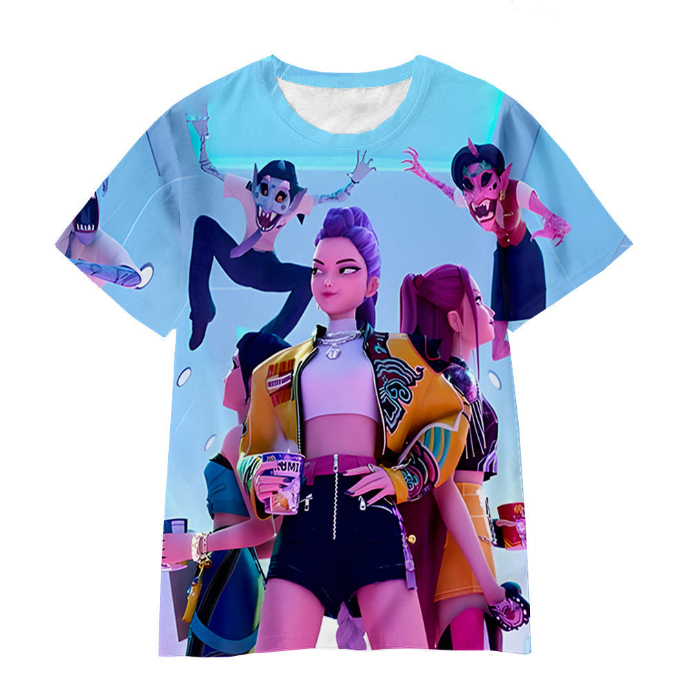 Witcher boy group 3d digital printing cross-border overseas casual loosefashion t-shirt k-pop girls t-shirt