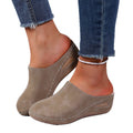 women's baotou thick sole slippers exportautumnew arrivalplus size round toe fleece-lined wedge slippers wholesale