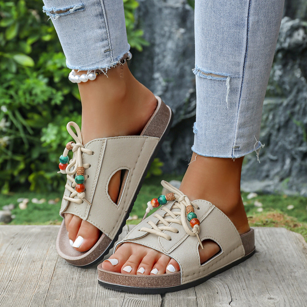 2026 summer new arrival: plus size chunky platform birkenstock-style slides - women's fashionable casual beach sandals for outdoor wear
