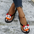 Plus size cute cartoon animal platform flip-flops - lightweight, casual, comfortable, perfect for shopping, travel, and beach days