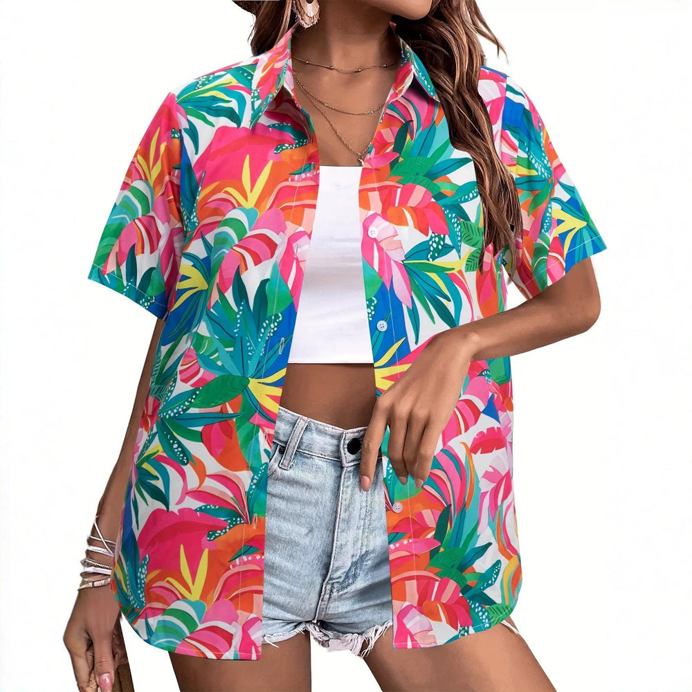 wholesale women's short-sleeved shirts, trendy shirt with hot-selling cross-border print designs, dropshipping available