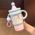 Popular cartoon cute pet with handle cute pendant girly heart student ins style large capacity 316 handle thermal insulation