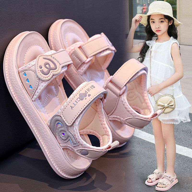 Girls' sandals: new  summer collection - open-toe princess sandals for kids, stylish non-slip beach shoes for girls (sizes for mid-to-large children)