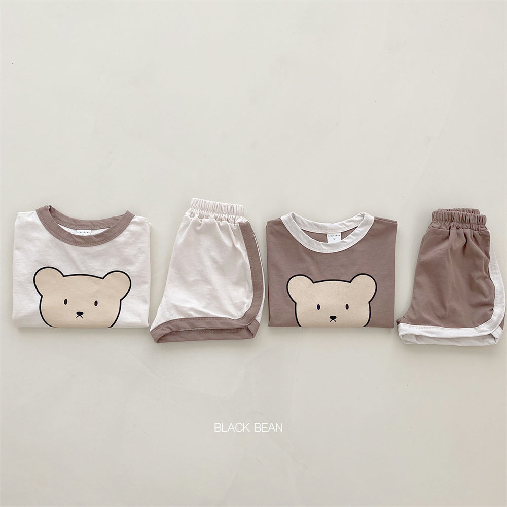 Summer korean style baby outfit set for 0-4 years old, ins-inspired loungewear for boys and girls, pure cotton breathable two-piece set