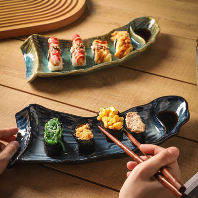 12inch sushi bench kiln glaze sushi plate creative sushi cold dish plate japanese kiln ceramic tableware wholesale
