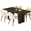 Black rock slab rectangular dining table and chair set - new italian style combination for small spaces - modern minimalist home dining table