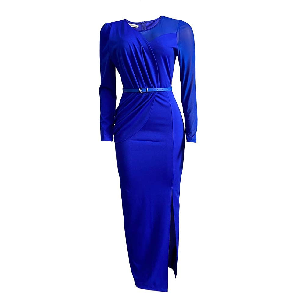 D190   foreign trade plus size women's clothing  new mesh panel evening gown long dress european and american style dress