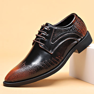 2024 new men's leather dress shoes - business casual, crocodile embossed, british style, korean design, pointed toe, plus size available
