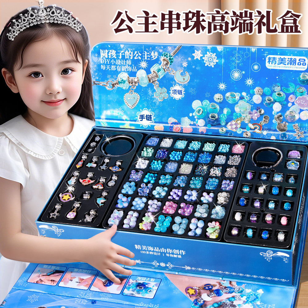 Children's Day Girls Jewelry Jewelry Box Puzzle DIY Beaded Toys Cartoon Play House Jewelry Birthday Gift