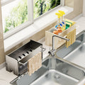 Kitchen sink dishcloth drain rack - multifunctional organizer for sink area, holds sponges, scrubbers, and dish soap