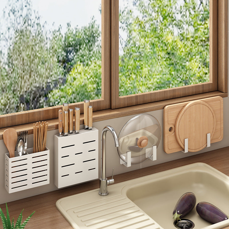 White lid rack wall-mounted non-punching kitchen rack cutting board rack cutting board rack chopping board storage bracket