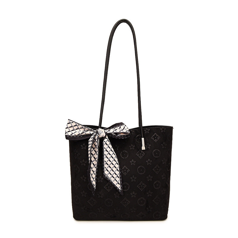 2025 new cross-border women's bag: minimalist, fashionable, retro, large capacity, letter print, handbag, shoulder bag, tote bag