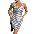summer new arrival:  us & european cross-border tk women's color block ribbed tank dress - sleeveless