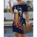 new arrival: hot-selling women's off-the-shoulder printed bodycon sexy dress for cross-border e-commerce ()