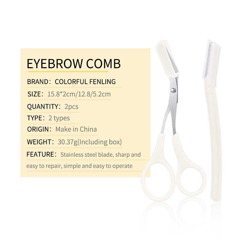Colorful fenling eyebrow shaping tool suit with eyebrow comb and trimming eyebrow scissors macro beginner security eyebrow trimmer