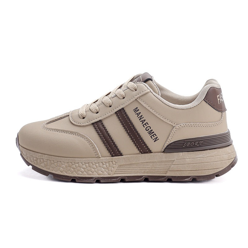 Women's plus size leather sneakers for cross-border e-commerce: versatile, lightweight, non-slip, fashionable casual shoes for spring/autumn 2026