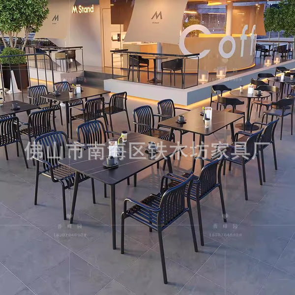 Outdoor tables and chairs courtyard casual dining table combination coffee shop outdoor open-air pub milk tea shop terrace tables and chairs
