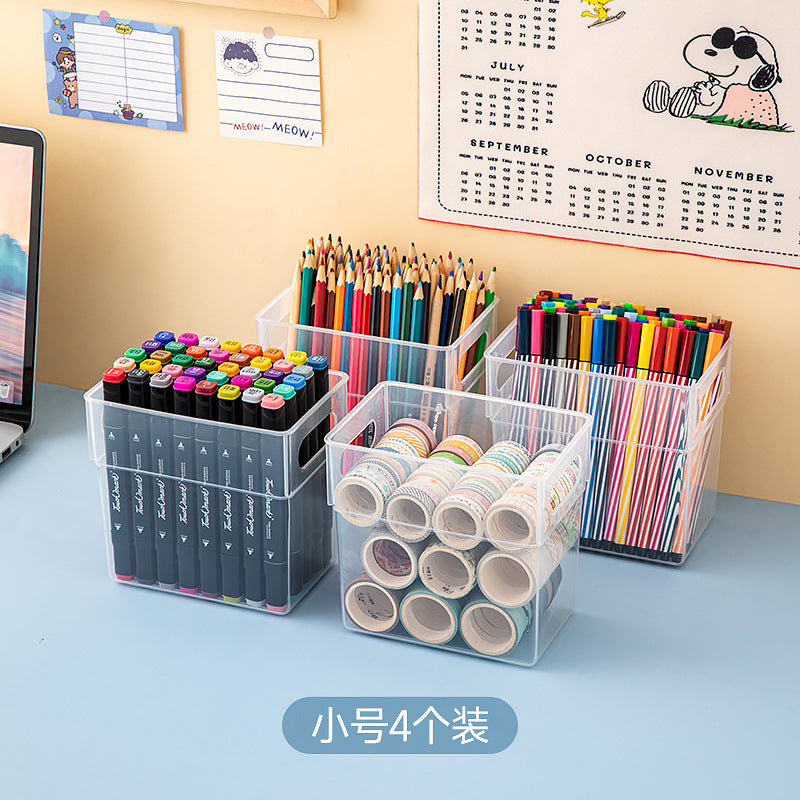 Desktop Drawer Marker Stationery Storage Box Plastic Transparent Pen Holder Sundries A4 Book File Storage Box Wholesale
