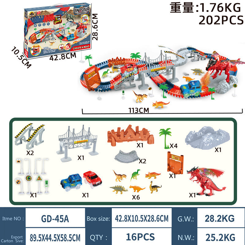 new arrival volcano electric spray dinosaur track assemble variety shape sound and light toy educational boy toy