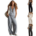 Fashion cross-border independent station new arrival vest v neck sleeveless loose pants suitloose drapedcasualtwo-piece set for women