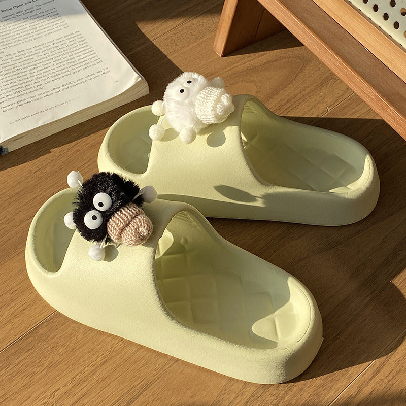 Cute 3d sock slippers for women, summer outdoor wear, thick sole, non-slip eva, indoor home one-strap slides, couple's sandals
