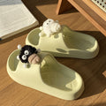 Cute 3d sock slippers for women, summer outdoor wear, thick sole, non-slip eva, indoor home one-strap slides, couple's sandals