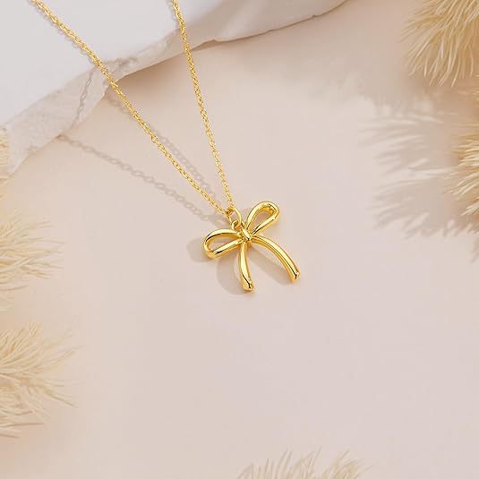 e-commerce amazon cute bow gold necklace factory direct sales