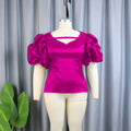 Summer fashion new arrival: bubble sleeve sexy & elegant top - v-neck, figure-flattering, slimming blouse