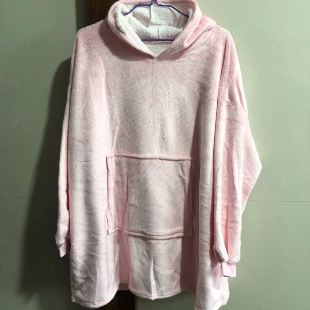 Pullover fleece thickenedlong pajamas heattech tv blanket outdoor cold-proof nightgown couple outfit sweatshirt fleece heattech