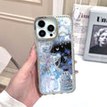 Angel black and white cat design iphone 17 air glitter diamond star phone case, apple 16 pro rhinestone protective cover
