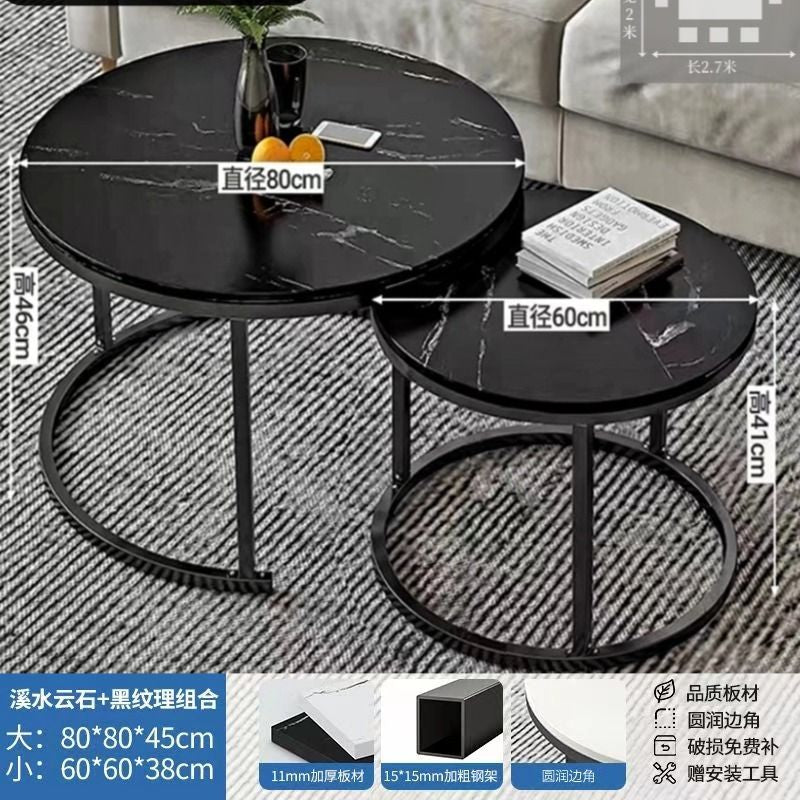 Coffee table living room home round table small apartment light luxury minimalist sofa tea table modern 2025 new balcony table