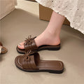 French fairy style one-strap slippers for women, new 2026 spring/summer casual vacation sandals, flat beach slides