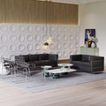 Lc2 minimalist business office sofa - classic le corbusier black reception area lounge seating